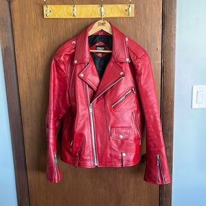 Straight to hell blood red commando leather jacket